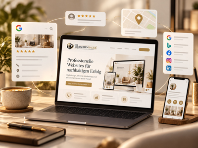 Digitale Außenwirkung eines Unternehmens mit Website, Google Profil, Bewertungen und Social Media Digitale Außenwirkung eines Unternehmens mit Website, Google Profil, Bewertungen und Social Media