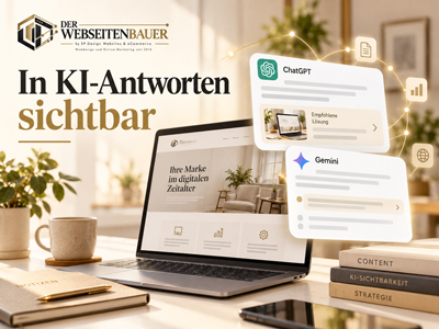 Illustration zur KI-Sichtbarkeit mit ChatGPT, Gemini und strukturierten Unternehmensinformationen