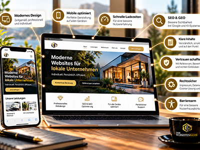 Moderne Unternehmenswebsite mit klarer Nutzerführung, mobiler Darstellung und professionellem Webdesign